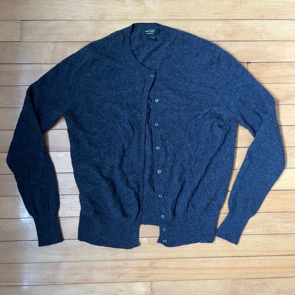 Lord & Taylor Sweaters - Lord & Taylor 100% Cashmere Cardigan Sweater XL Charcoal Gray Button Front Knit